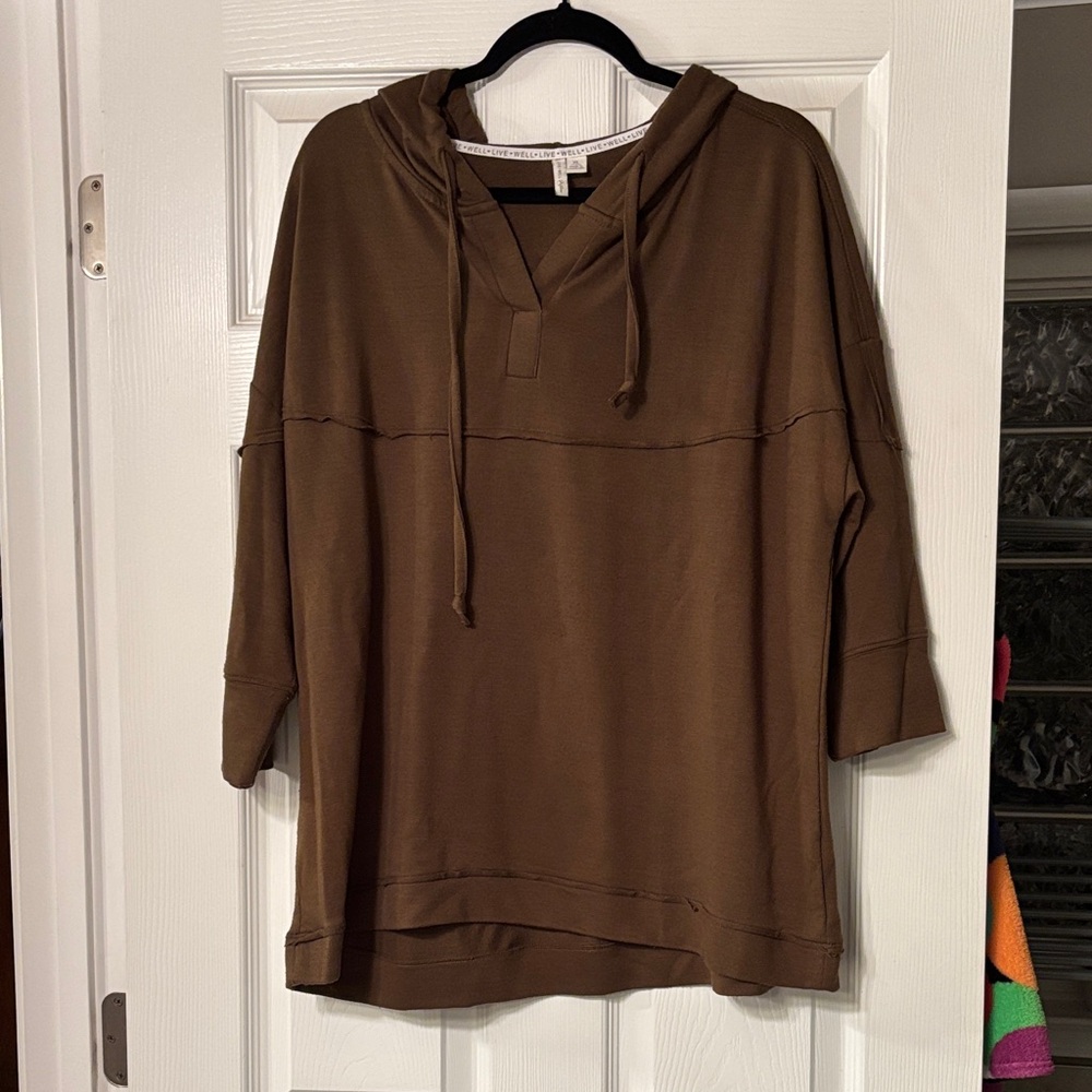 Cato Army Green Hooded Short Sleeve Pullover